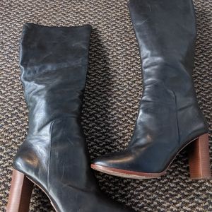 Pour La Victoire Black Heeled Leather Boots 10M